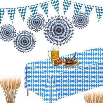 Dekorace s praporkem Oktoberfestu, opakovaně použitelná bavorská dekorace Wiesn, girlanda
