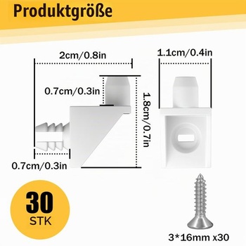 30 kusů podpěr polic, kompatibilní náhradní díl pro držáky polic
