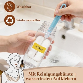Balenie 6 cestovných penových dávkovačov s objemom 200 ml s hubovým štetcom a etiketami 6*200 ml