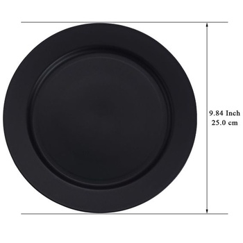 Sada černých plastových talířů Berglander, 12 kusů, 25 cm, opakovaně použitelné ploché jídelní