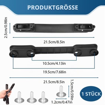 Náhradná teleskopická rukoväť na kufor, čierna, robustná, pre kufre a batožinu