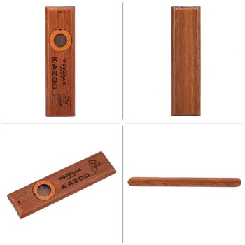 Drevený kazoo, ústny nástroj s unikátnym zvukom pre ukulele a gitaru, vrátane 2 náhradných membrán