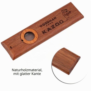 Drevený kazoo, ústny nástroj s unikátnym zvukom pre ukulele a gitaru, vrátane 2 náhradných membrán