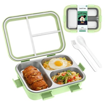 GOMETY Nerezový obedový box, 850ml Bento Box obedový box s vidličkou a lyžicou, nerezový obedový box