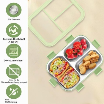 GOMETY Nerezový obedový box, 850ml Bento Box obedový box s vidličkou a lyžicou, nerezový obedový box
