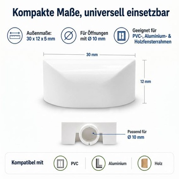 AXELARA 30dielne krytky odvodňovacích otvorov okien, biele RAL9016, pre otvory 10 mm