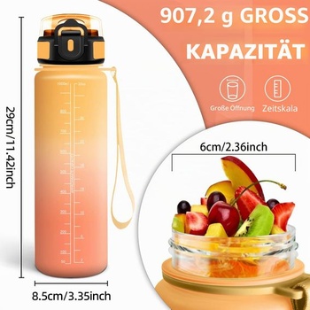 1l fľaša na vodu, fľaša na pitie so slamkou, nepriepustná fľaša na vodu s bezpečným zámkom, fľaša s