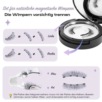 Magnetické riasy, prirodzený vzhľad bez očnej linky, styling celých a polovičných rias s aplikátorom