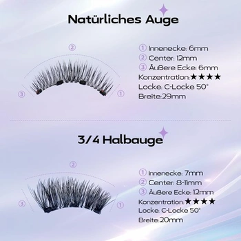 Magnetické riasy, prirodzený vzhľad bez očnej linky, styling celých a polovičných rias s aplikátorom