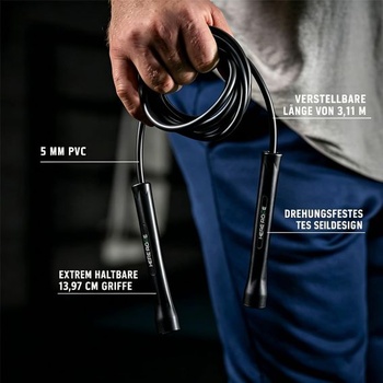 HEREROPE Nastavitelné 5mm PVC fitness švihadlo – Nezlomné rukojeti, Bez zalomení, Odolné, Pro muže