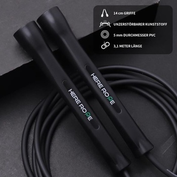 HEREROPE Nastavitelné 5mm PVC fitness švihadlo – Nezlomné rukojeti, Bez zalomení, Odolné, Pro muže