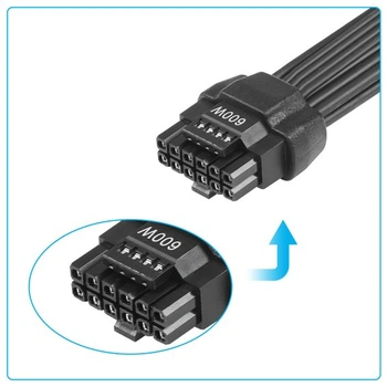 Napájací kábel CERRXIAN 2,3 stopy ATX3.0 12VHPWR, PCI-e 5.0 12VHPWR ATX3.0 600W 16pinový konektor