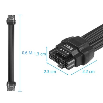 Napájací kábel CERRXIAN 2,3 stopy ATX3.0 12VHPWR, PCI-e 5.0 12VHPWR ATX3.0 600W 16pinový konektor