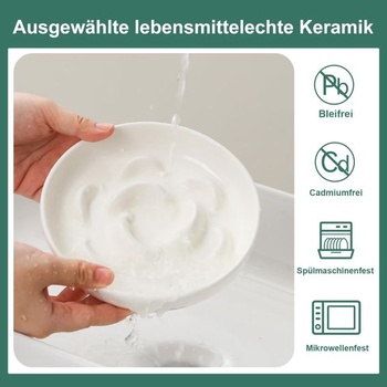 Sada misiek pre mačky proti prehĺtaniu z keramiky - 2 misky na pomalé kŕmenie - dvojitá miska pre