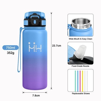 750ml nepropustná termoska s brčkem, vhodná na sycené nápoje, vakuově izolovaná láhev, do školy,
