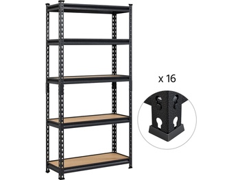 Kovový regál 592026 black 153x75x30 cm, černý - A