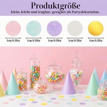 100g zářivých barevných konfet, různé barvy, 1cm narozeninové konfety