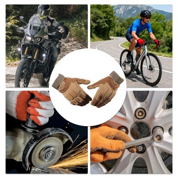 Hnedé motocyklové rukavice, 1 pár, celoprstové, pre motocykle s dotykovou obrazovkou