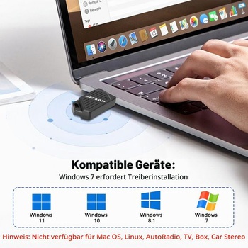 Bluetooth 6.0 USB adaptér pre PC, vysokorýchlostný Bluetooth flash disk s duálnym režimom BLE,
