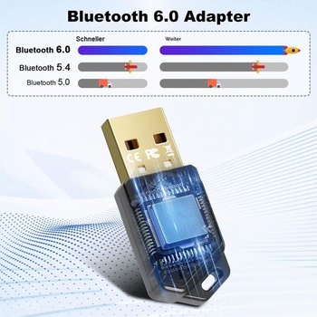 Bluetooth 6.0 USB adaptér pre PC, vysokorýchlostný Bluetooth flash disk s duálnym režimom BLE,