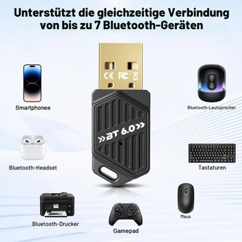 Bluetooth 6.0 USB adaptér pre PC, vysokorýchlostný Bluetooth flash disk s duálnym režimom BLE,