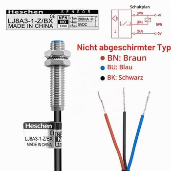 Snímač priblíženia Heschen M8, 5 V DC, 200 mA, NPN NO, 1 mm NPN NO (DC 5 V)