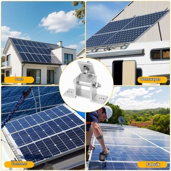 2 nastaviteľné držiaky solárnych panelov 10-60 ° pre montáž na plochú strechu a stenu