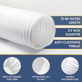 2M prodlužovací hadice klimatizace Ø130 mm s adaptérem 130 mm vnitřní/150 mm vnější, prodlužovací