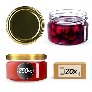 KADAX 20dílná sada 250ml TO82 Zlaté sklenice na džem,…