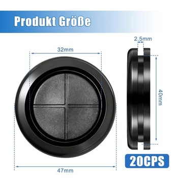 20 kusů 40mm černých gumových kabelových průchodek