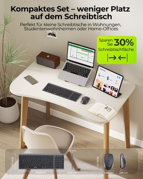 SEENDA COE401 Klávesnice a myš s drátem, Bluetooth, QWERTZ, Kovová, Šedá