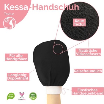 Fatima's Garden Exfoliačné rukavice Kessa - Prírodné kúpeľné drhnedla, čierne (3 rukavice) 3 čierne