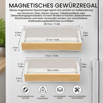 TIANLIN 2dielny magnetický stojan na korenie, magnetické police z uhlíkovej ocele, magnetický stojan