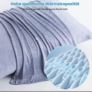HOMFINE Chladivý obliečka na vankúš, balenie 2 ks - 80 x 80 cm Chladivá podložka pre ľudí, modrá,
