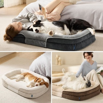 Ortopedický pelech BEDSURE pre stredne veľké psy, 76x51x16,5 cm, šedý (D 76 x Š 51 x V 16 cm)