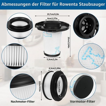 4 filtre pre Rowenta X-Force Flex 11,60 12,60 14,60 15,60 RH98** RH99** RH9878WO RH9879WO RH9898WO