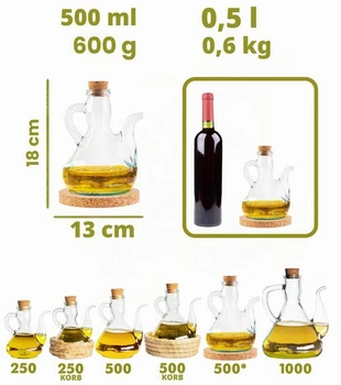 Láhev na olivový olej, tradiční láhev na olej, skleněný dávkovač oleje 1000 ml | Dávkovač oleje v