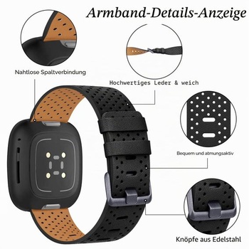 Vancle kompatibilný s Fitbit Versa 3 Band / Fitbit Sense Band, náhradný kožený remienok pre mužov a
