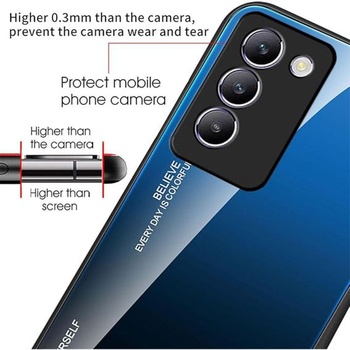Púzdro YUECXIN pre telefón Vivo V40 SE 5G, ultratenké tvrdené sklo s prechodovými farbami + mäkké