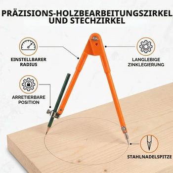 Profesionálny veľký kružítko, tesárske kružítko s ceruzkou, kružítko na kreslenie geometrických