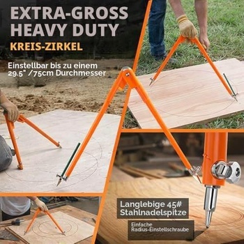 Profesionálny veľký kružítko, tesárske kružítko s ceruzkou, kružítko na kreslenie geometrických