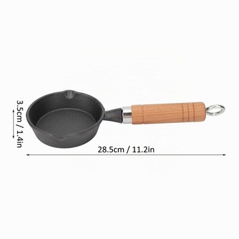 Yosoo Health Gear Liatinová panvica 10 cm, panvica s drevenou rukoväťou, panvica na vajcia, mini riad na