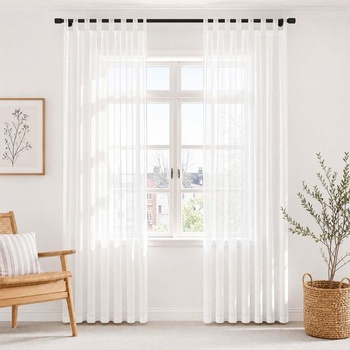 Vangao biele záclony s pútkami V225 x Š140 cm Sada 2 priesvitných záclon s pútkami biele V225 x Š140 cm