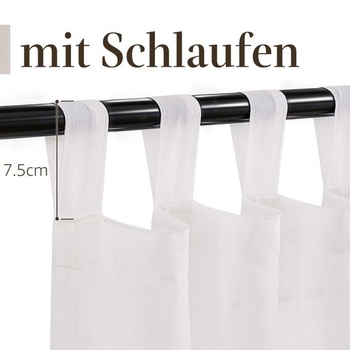 Vangao biele záclony s pútkami V225 x Š140 cm Sada 2 priesvitných záclon s pútkami biele V225 x Š140 cm