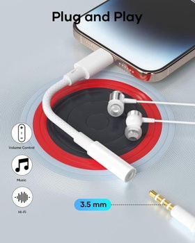 Adaptér Lightning na 3,5mm jack pro sluchátka, adaptér Aux pro sluchátka pro iPhone [certifikovaný