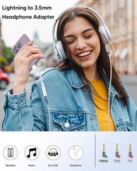 Adaptér Lightning na 3,5mm jack pro sluchátka, adaptér Aux pro sluchátka pro iPhone [certifikovaný