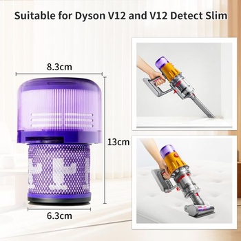 Náhradní filtr pro vysavač Dyson V12 Detect Slim, omyvatelný HEPA filtr, nahrazuje # 971517-01