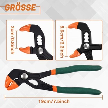 LEONTOOL Kliešte na drážkové spoje 19,1 cm, rýchle nastavenie, kliešte na vodné čerpadlá s tlačidlom,