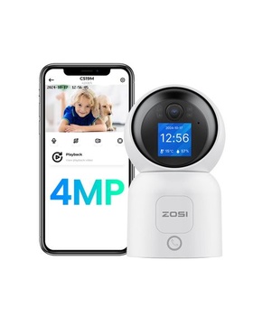 ZOSI 2,5K 4MP WiFi vnútorná bezpečnostná kamera s monitorom, 360 ° otáčanie / naklápanie vnútorná kamera