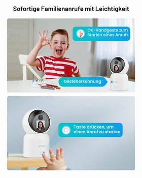 ZOSI 2,5K 4MP WiFi vnitřní bezpečnostní kamera s monitorem, 360° otáčení/naklápění vnitřní kamera